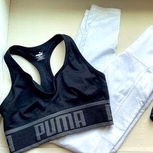 Workout lot 4 pieces (Aerie white pants, Champion short, Puma and NB tops)